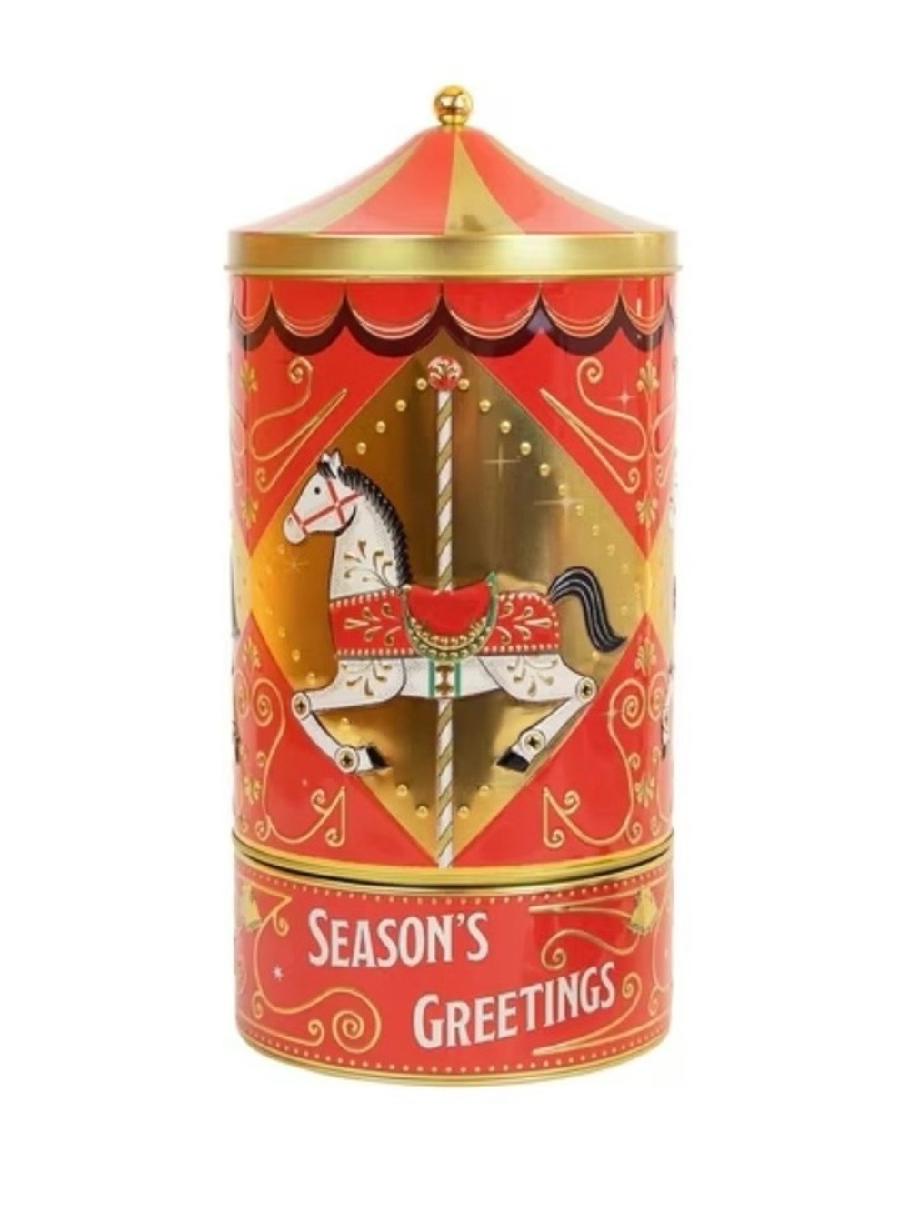Musical Rotating Carousel Tin | Season's Greetings Holiday Canister